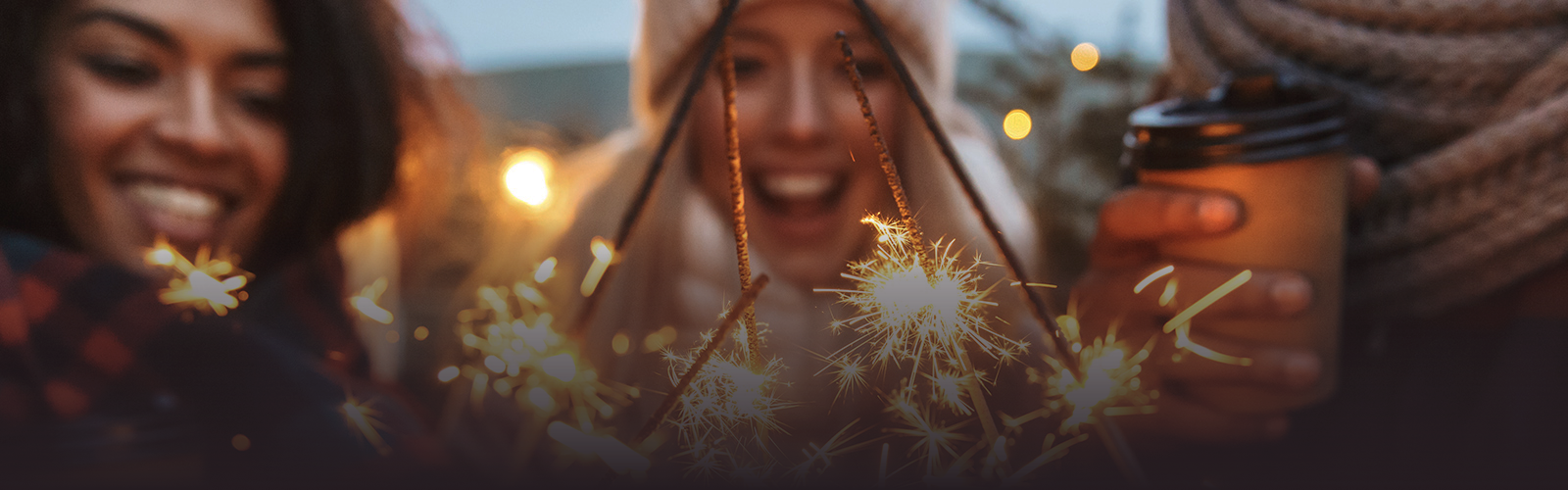 Friends celebrating with sparklers