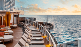 Deck of a cruise with sea in the background