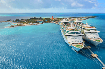 Two cruises sailing from dock