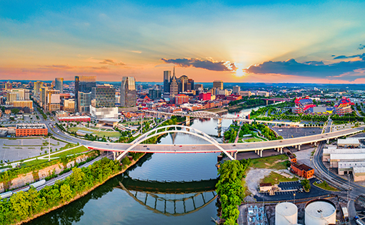 aerial view of Nashville, TN